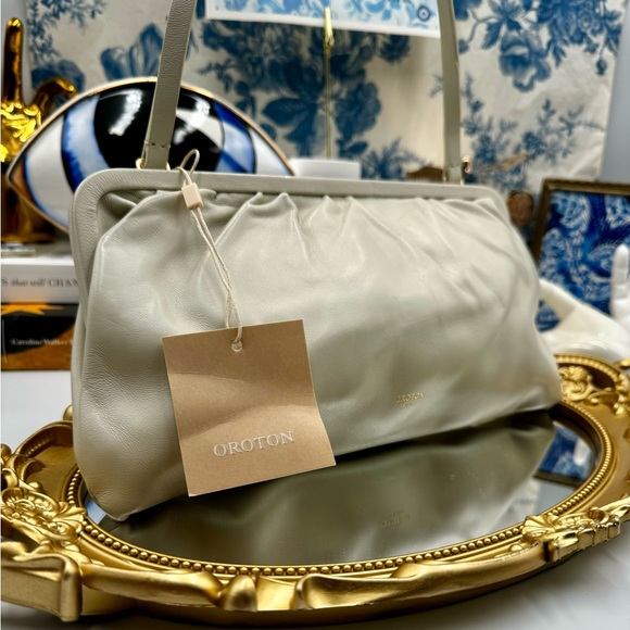 🆕 OROTON 🧿 NWT Celia XL Long Leather Clutch, Cream - Picture 6 of 16
